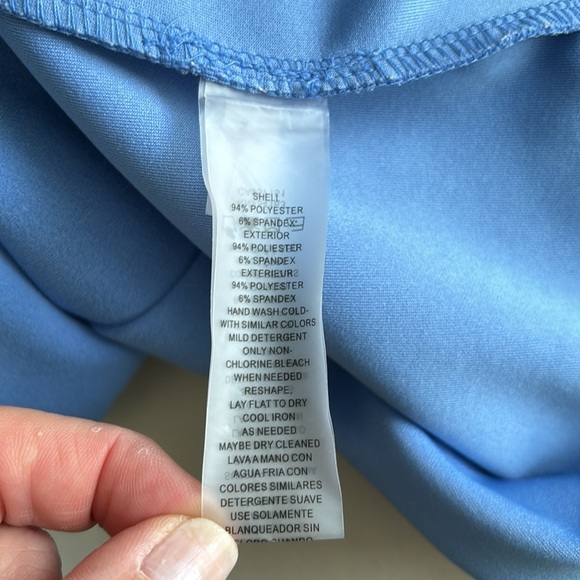 Womens Size 14 Vince Camuto Blue Tie Neck Short Sleeve Sheath Dress - Picture 3 of 11